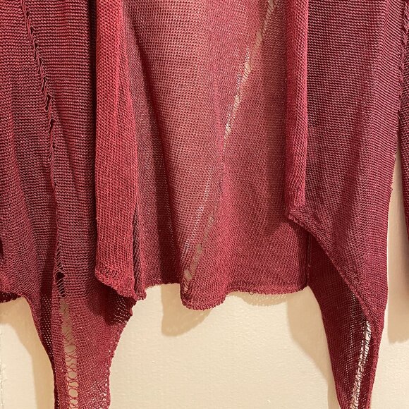 Vintage Rare Eileen Fisher Cerise Linen Drapey Asymmetric Cardigan Size XS - Picture 4 of 6